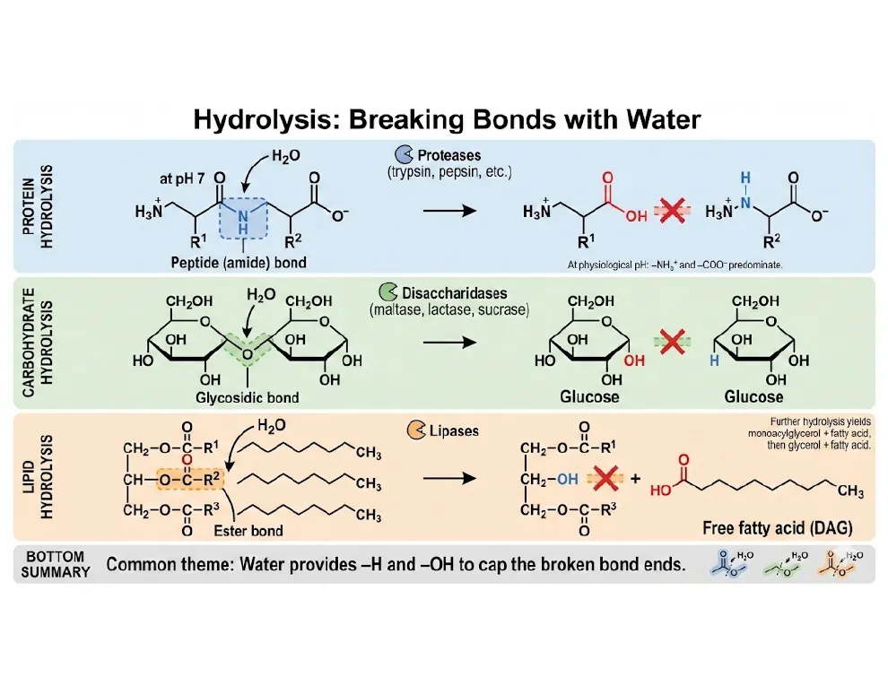Hydrolysis: One Reaction, Three Macromolecules