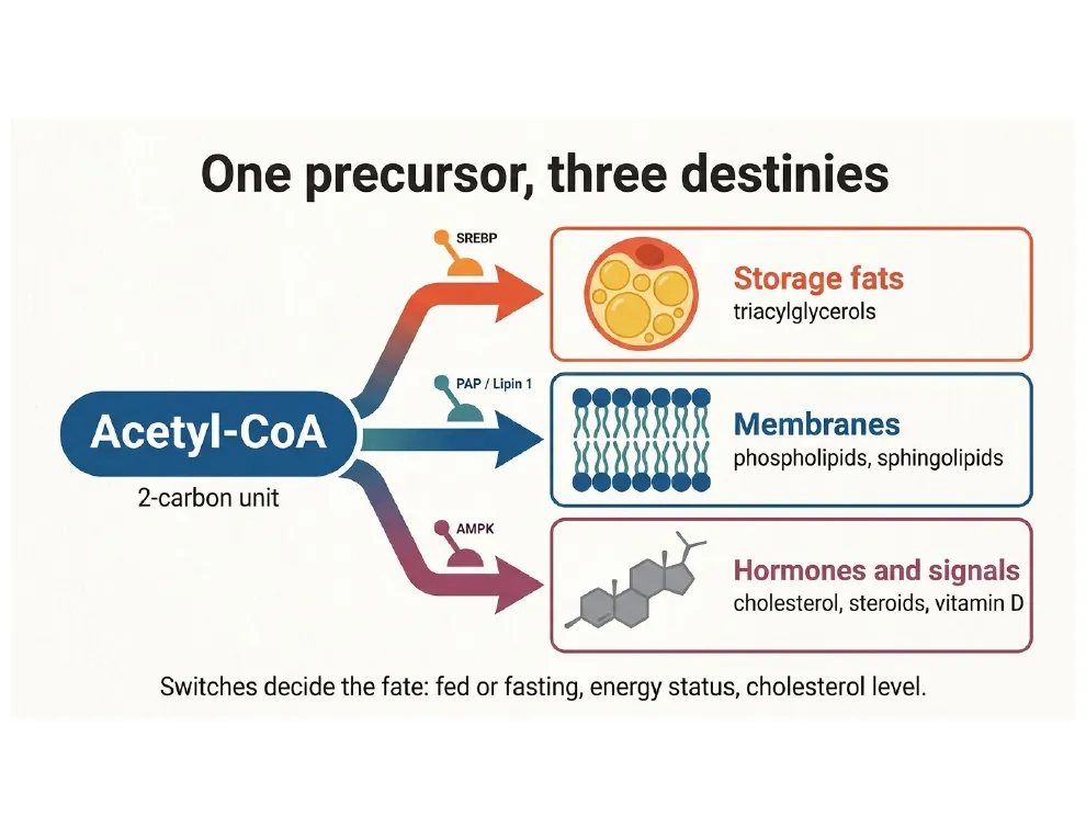 One precursor, three destinies