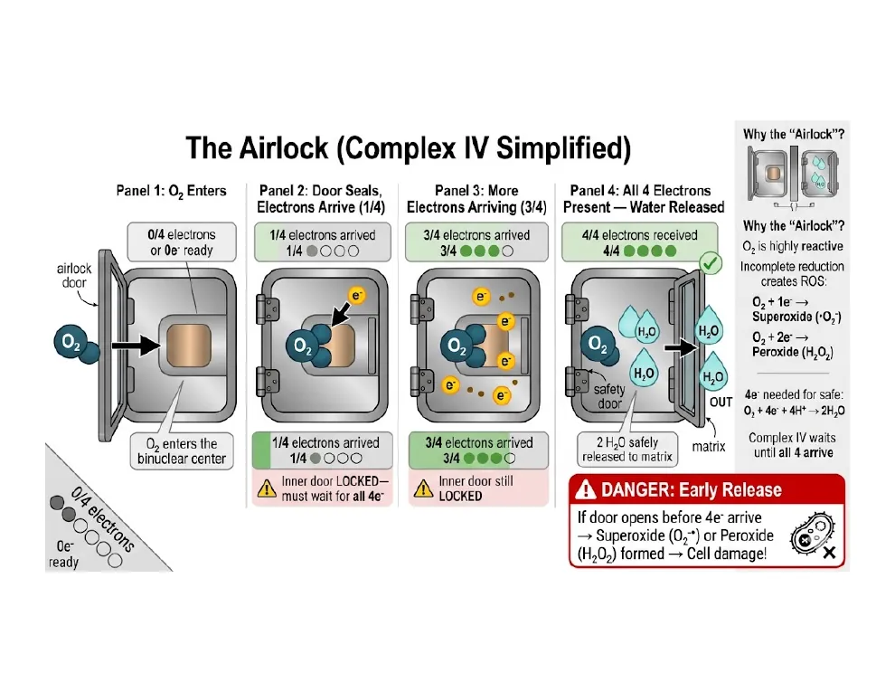 The Airlock Analogy for Complex IV