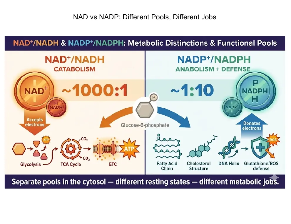 NAD versus NADP: Two Pools, Two Jobs